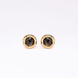 Unbounded Round Salt-and-pepper Diamond Ear Stud