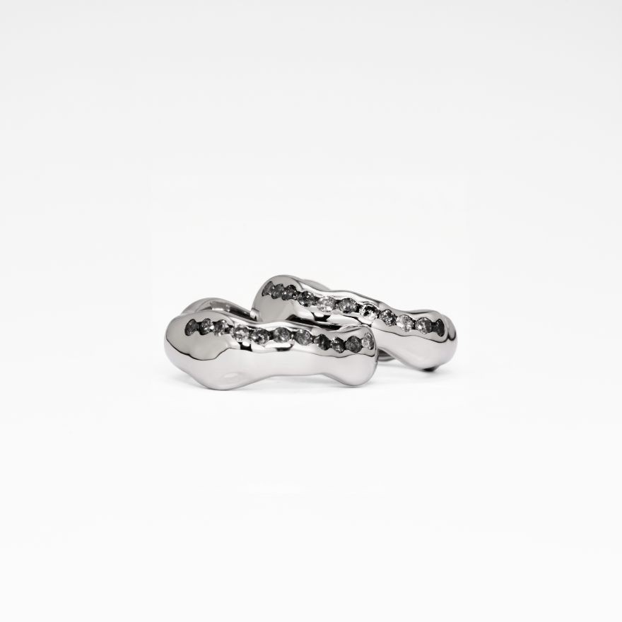 Unbounded Salt-and-pepper Diamond Ear Hoop (Petite) - Image 2