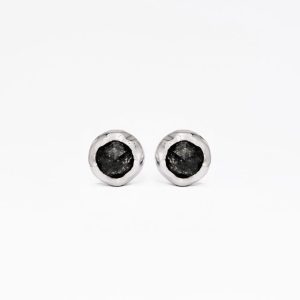 Unbounded Round Salt-and-pepper Diamond Stud Earring