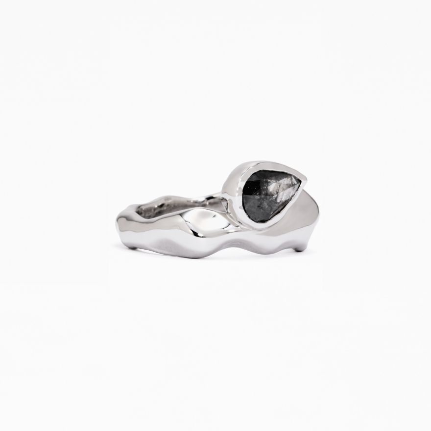 Unbounded Pear Salt-and-pepper Diamond Ring - Image 2