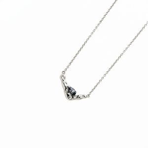 Unbounded V Pear Salt-and-Pepper Diamond Necklace