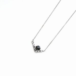 Unbounded V Round Salt-and-Pepper Diamond Necklace